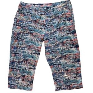Unbranded Women's 3X Multicolor Printed Capri Pajama Pants Blue & Coral Pockets